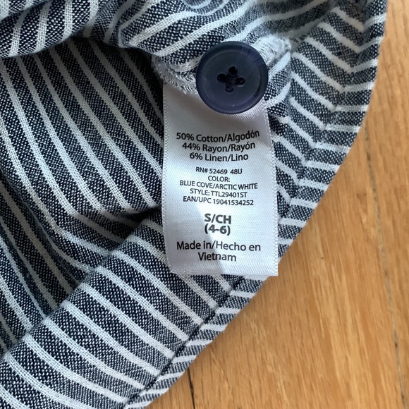 Time and Tru, small black/white stripe button down short sleeve tie bottom top - Picture 8 of 8